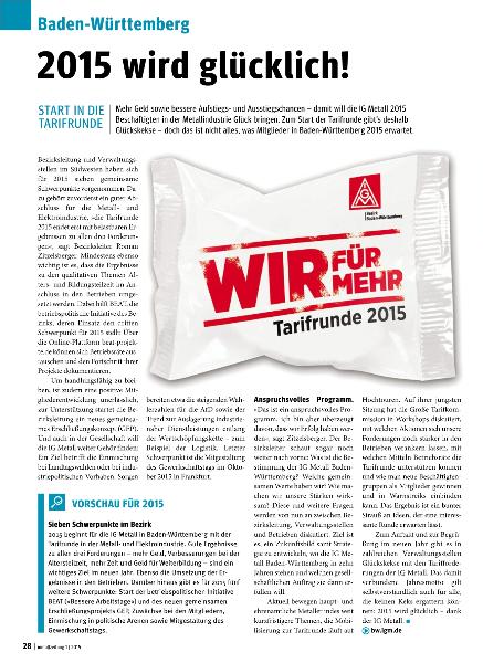 metallzeitung - Regionalseiten Baden-Württemberg Januar 2015