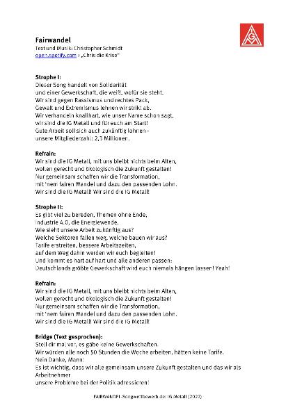 Fairwandel - Text und Musik: Christopher Schmidt