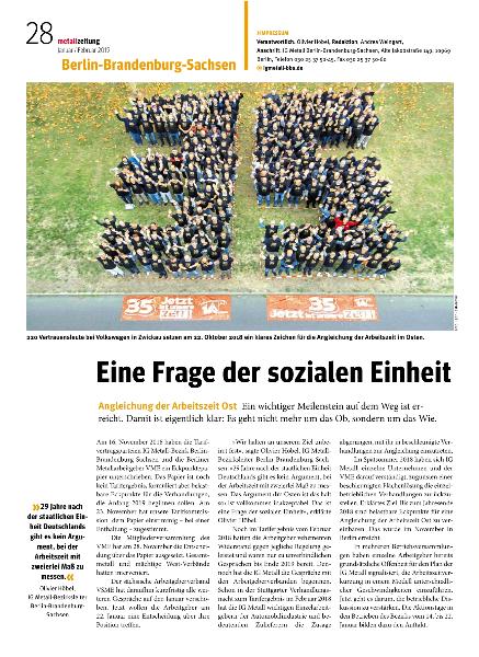 metallzeitung - Regionalseiten Berlin-Brandenburg-Sachsen Januar-Februar 2019