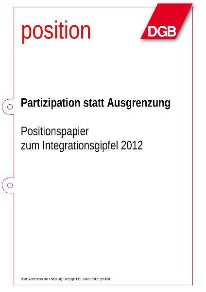 Partizipation statt Ausgrenzung - Positionspapier zum Integrationsgipfel 2012
