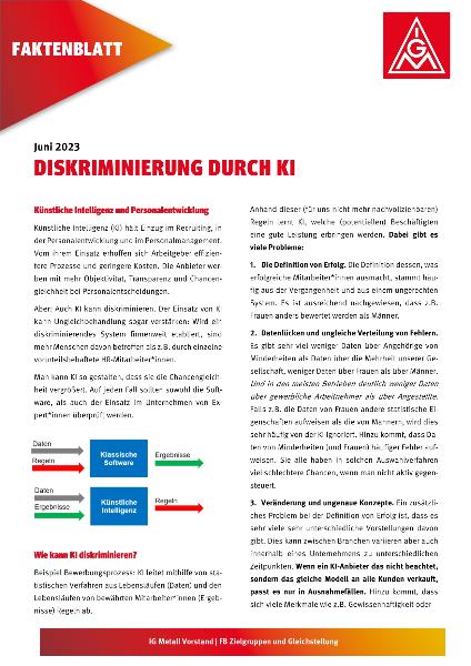 Faktenblatt Diskriminierung durch KI, Juni 2023