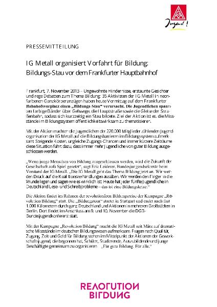 2013 11 07 Pressemitteilung Revolution Bildung Aktion Frankfurter Hauptbahnhof