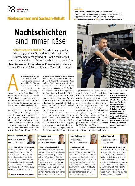 metallzeitung - Regionalseiten Niedersachsen und Sachsen-Anhalt Dezember 2015