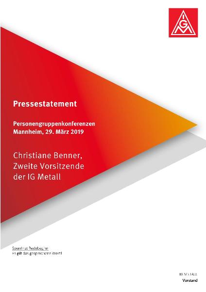Christiane Benner: Pressestatement, Personengruppenkonferenz, Mannheim