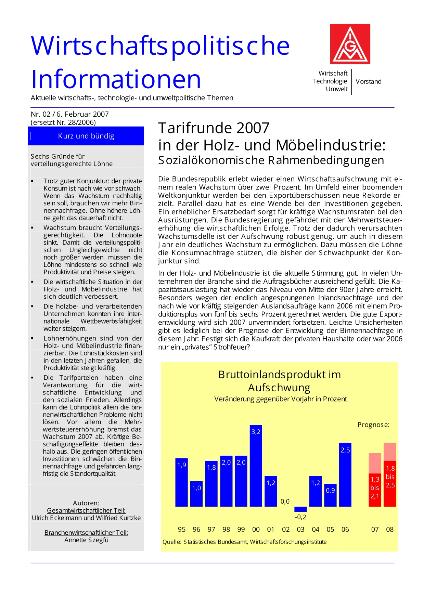 Wirtschaftspolitische Information 02/2007 - Sozialökonomische Rahmenbedingungen in der Holz- und Mobelindustrie