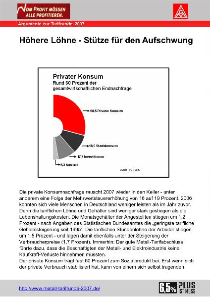 Höhere Löhne - Stütze für den Aufschwung - Argument zur Tarifrunde 2007
