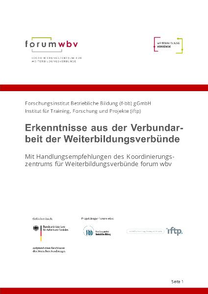 Erkenntnisse aus der Verbundarbeit der Weiterbildungsverbünde