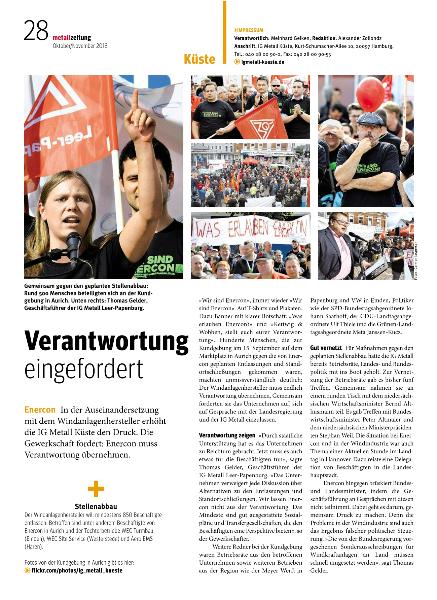metallzeitung - Regionalseiten Küste Oktober/November 2018