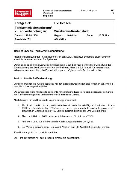H+K 2. Tarifbericht 19.06.2006