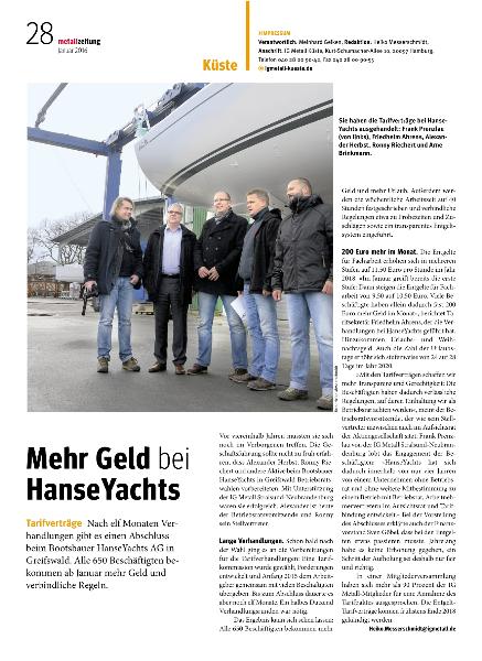 metallzeitung - Regionalseiten Küste Januar 2016