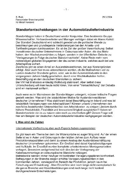 Automobilzulieferindustrie Standortentscheidungen in der Automobilzulieferindustrie