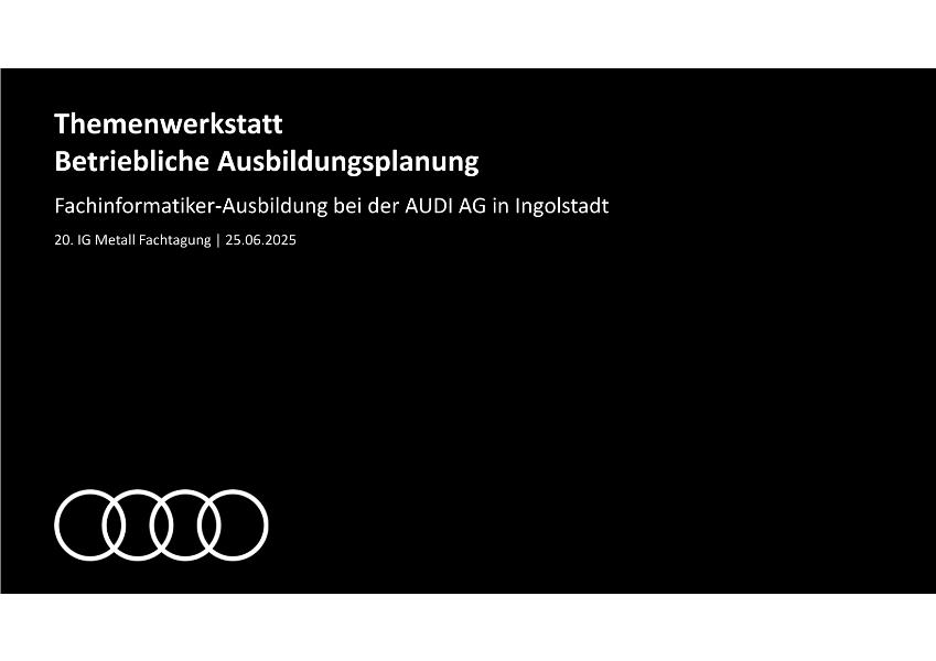 Betriebliche Ausbildungsplanung am Beispiel von Audi AG