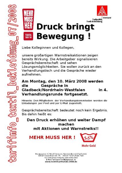 Tarifinfo Textil-Bekleidung 07/2008