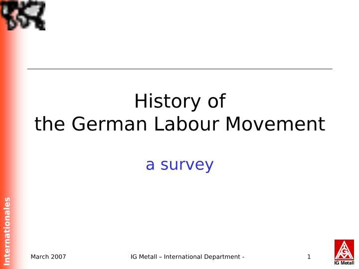 History of the German Labour Movement, englisch