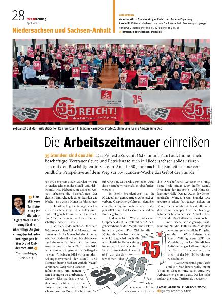 metallzeitung - Regionalseiten Niedersachsen und Sachsen-Anhalt April 2019