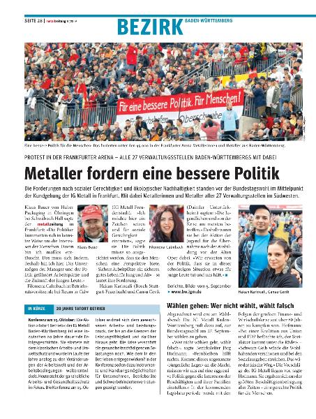 metallzeitung - Regionalseiten Baden-Württemberg Oktober 2009