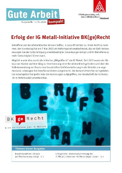 Erfolg der IG Metall-Initiative BK(ge)Recht, Gute Arbeit kompakt Nr. 13/2020
