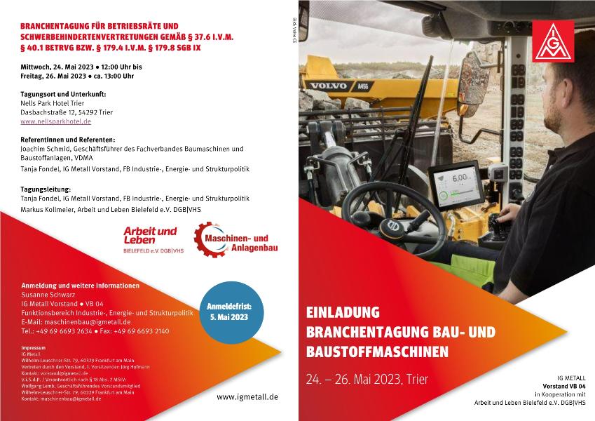 Einladung Branchentagung Bau- und Baustoffmaschinen - 24. – 26. Mai 2023, Trier