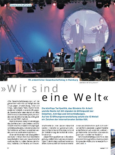 metallzeitung 11/1999 Artikel 19. Gewerkschaftstag