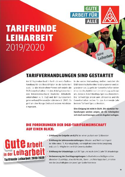 Tarifrunde Leiharbeit 2019/2020: Tarifverhandlungen sind gestartet