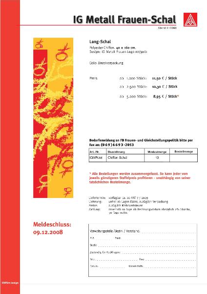 Rückmeldebogen Werbemittel-Angebot Frauen Chiffon-Schal