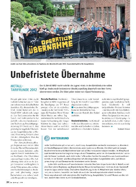 metallzeitung - Regionalseiten Nordrhein-Westfalen Juli 2011
