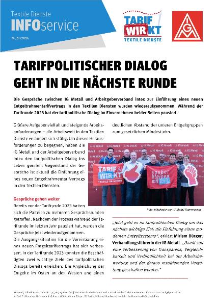 Tarifpolitischer Dialog geht in die nächste Runde, Infoservice Textile Dienste 01/2024