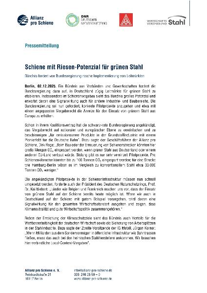 Schiene mit Riesen-Potenzial für grünen Stahl