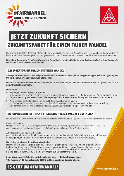 Plakat Jetzt Zukunft sichern. Zukunftspaket für einen fairen Wandel