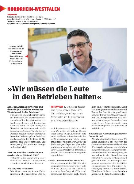 metallzeitung - Regionalseiten Nordrhein-Westfalen Juli/August 2020