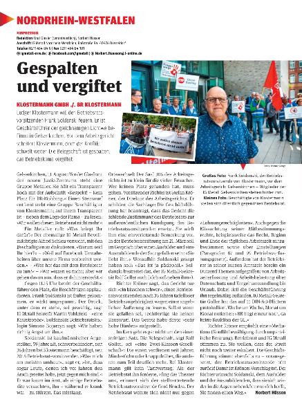 metallzeitung - Regionalseiten Nordrhein-Westfalen September 2019