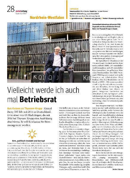 metallzeitung - Regionalseiten Nordrhein-Westfalen September 2017