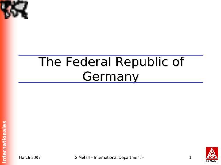 Die Bundesrepublik Deutschland, Federal Republic of Germany