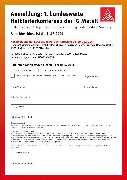 Anmeldung zur 1. bundesweiten Halbleiter-Konferenz 2024 in Dresden