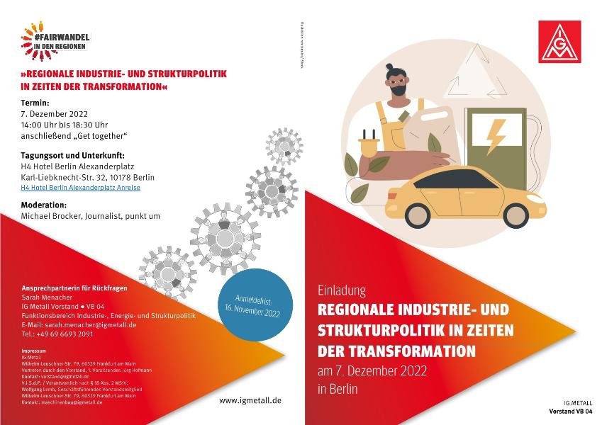 Einladung und Programm - Regionale Industrie- und Strukturpolitik in Zeiten der Transformation