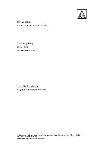 Rede Berthold Huber, 4.11., Hamburg