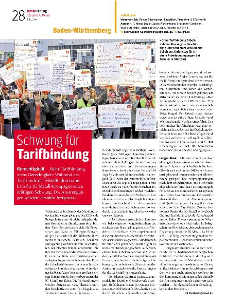 metallzeitung - Regionalseiten Baden-Württemberg Juli 2016