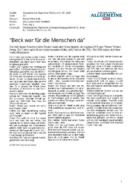 Beck war für die Menschen da