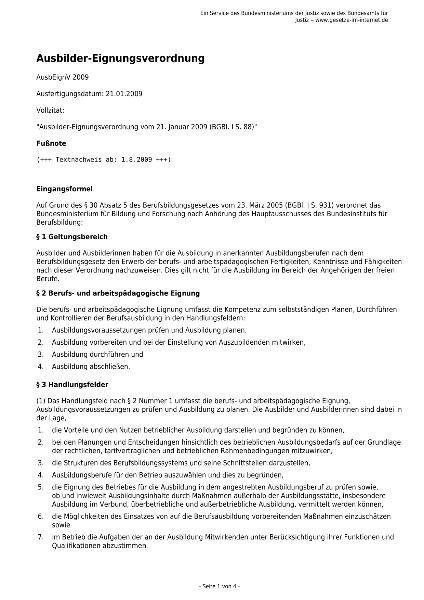 Ausbildereignungs-Verordnung