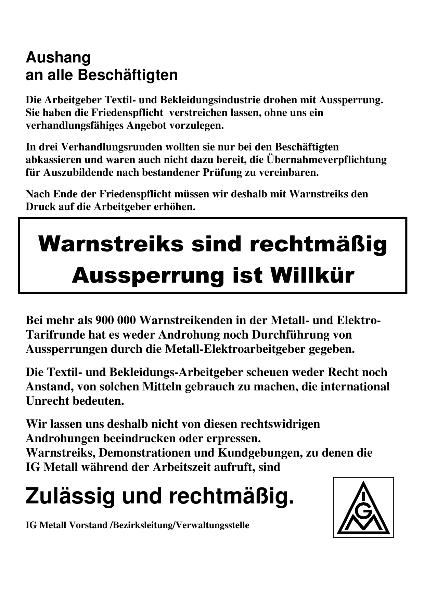 Aushang Angriffsaussperrung