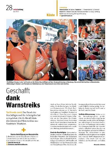 metallzeitung - Regionalseiten Küste Juni 2016