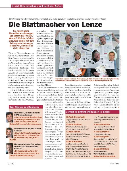 metall-Regionalseiten Niedersachsen und Sachsen-Anhalt Juli 2005