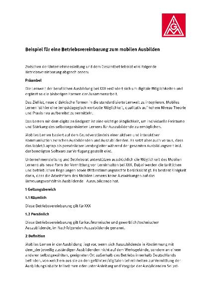 BV zum mobilen Ausbilden