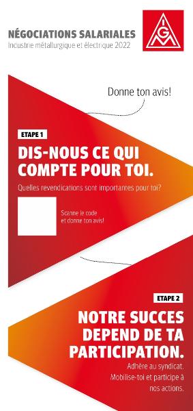 Flyer zur Befragung und Tarifbewegung ME 2022 - in französischer Sprache