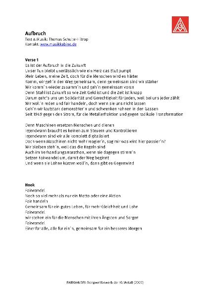 Aufbruch - Text & Musik: Thomas Schulte-Hiltrop