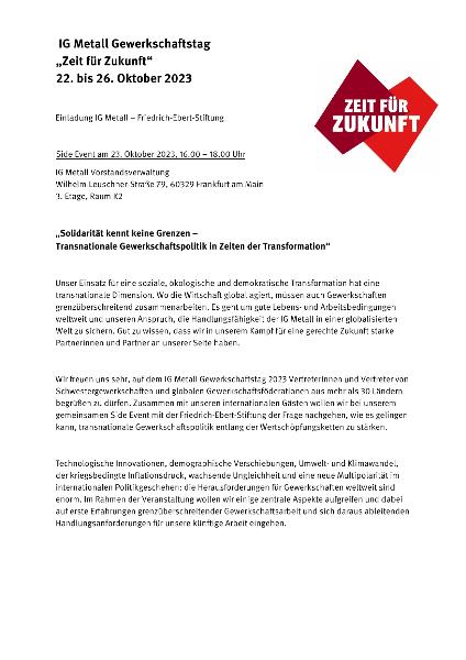 Einladung und Programm zu Veranstaltung: 