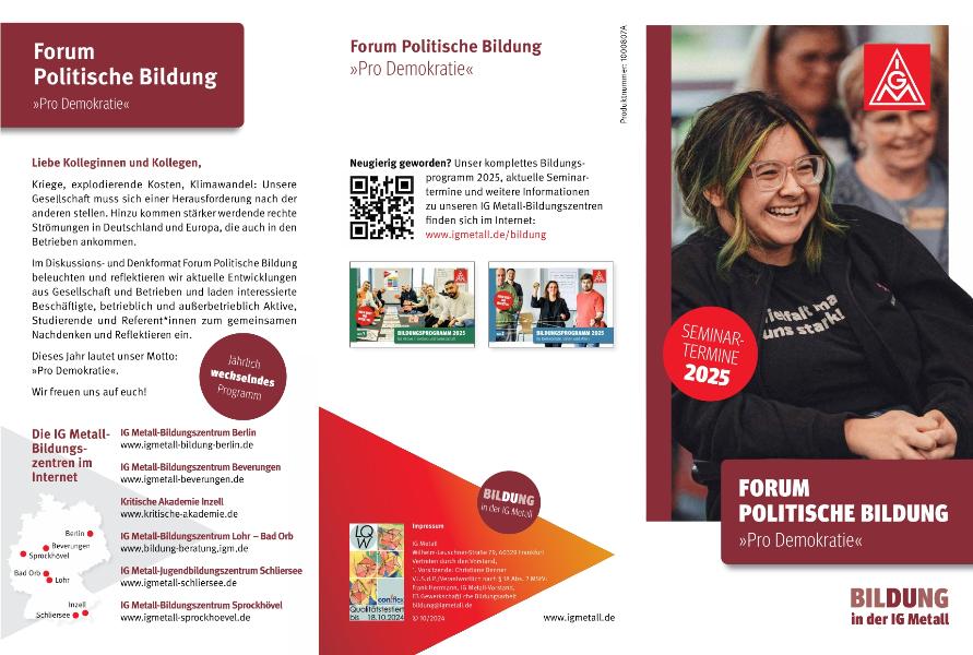 Forum Politische Bildung - Seminartermine 2025 (Print)