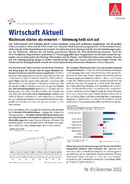 Wachstum stärker als erwartet - Stimmung hellt sich auf, Wirtschaft Aktuell Nr. 10 | 2022