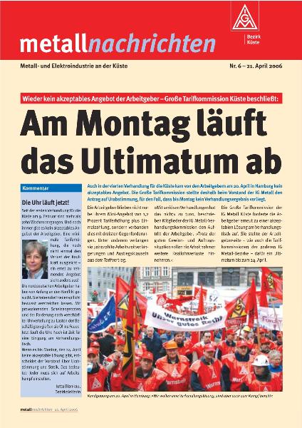 Bezirk Küste: Am Montag läuft das Ultimatum ab, Nr. 6 - 21. April 2006
