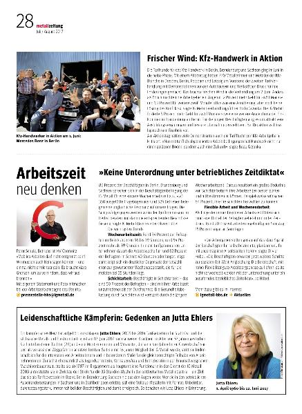 metallzeitung - Regionalseiten Berlin-Brandenburg-Sachsen Juli/ August 2017